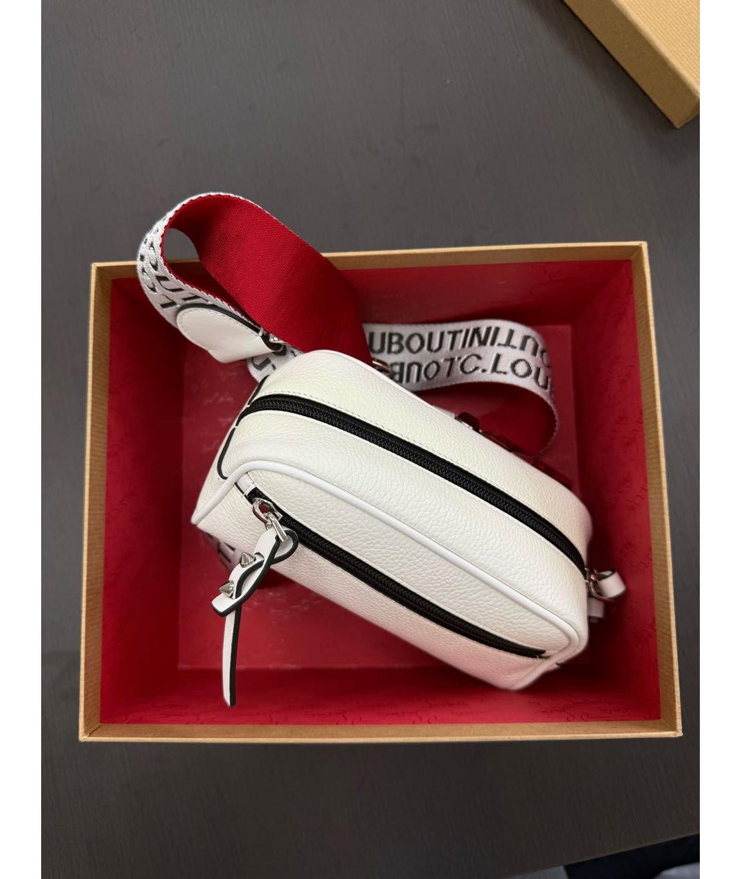 CHRISTIAN LOUBOUTIN Белая кожаная поясная сумка, фото 5