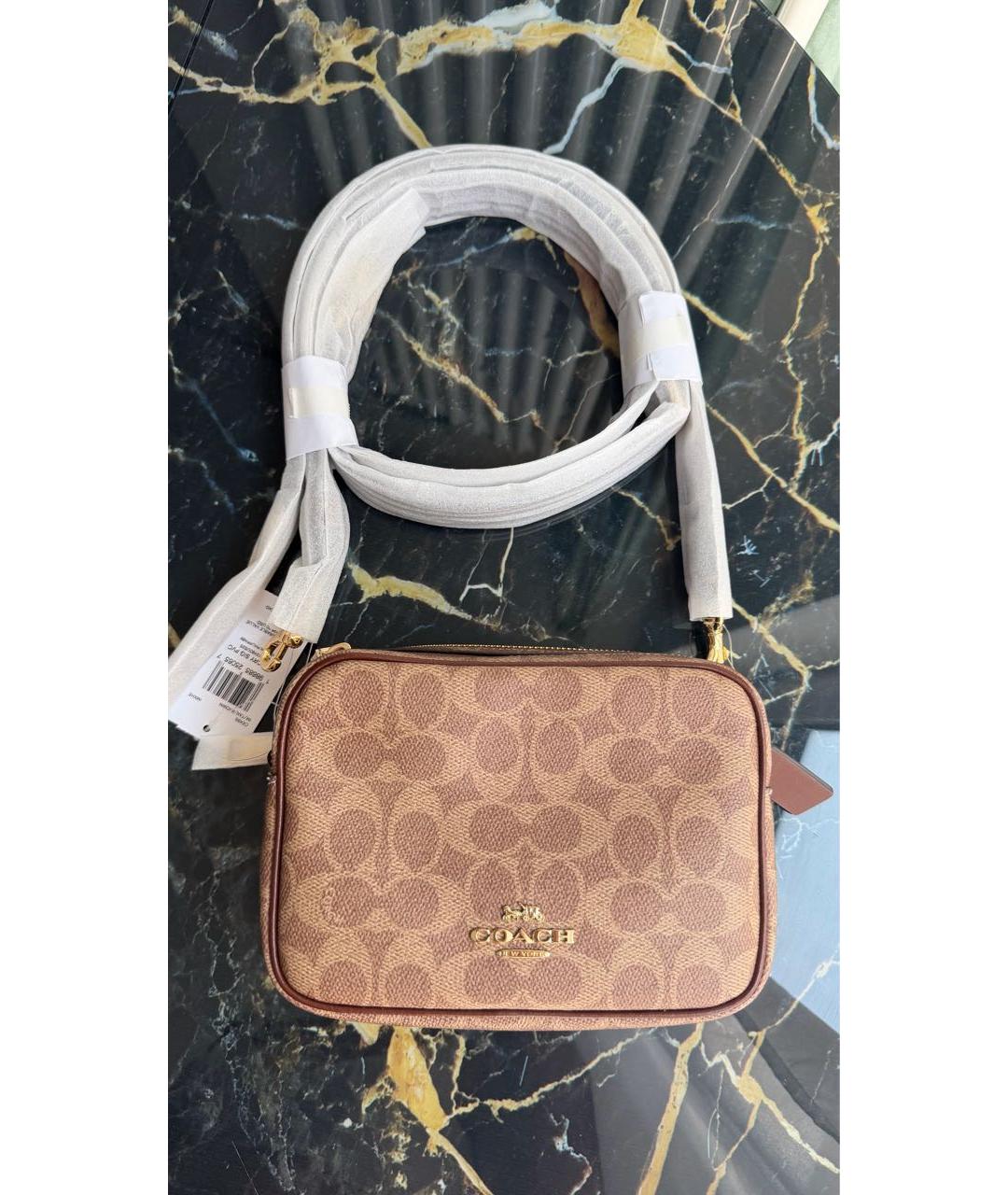 COACH Коричневая сумка через плечо из канвы, фото 2