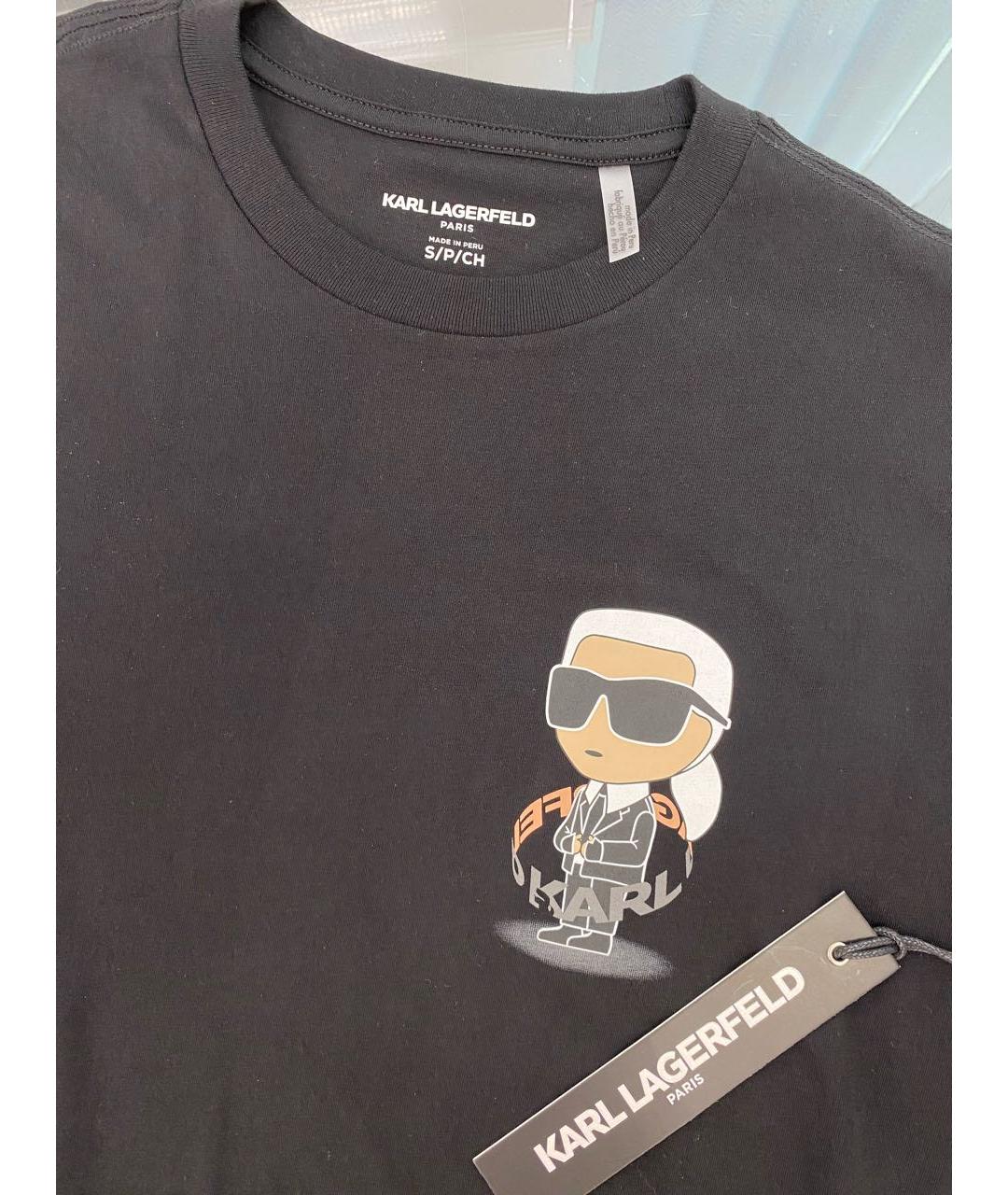 KARL LAGERFELD Черная хлопковая футболка, фото 3