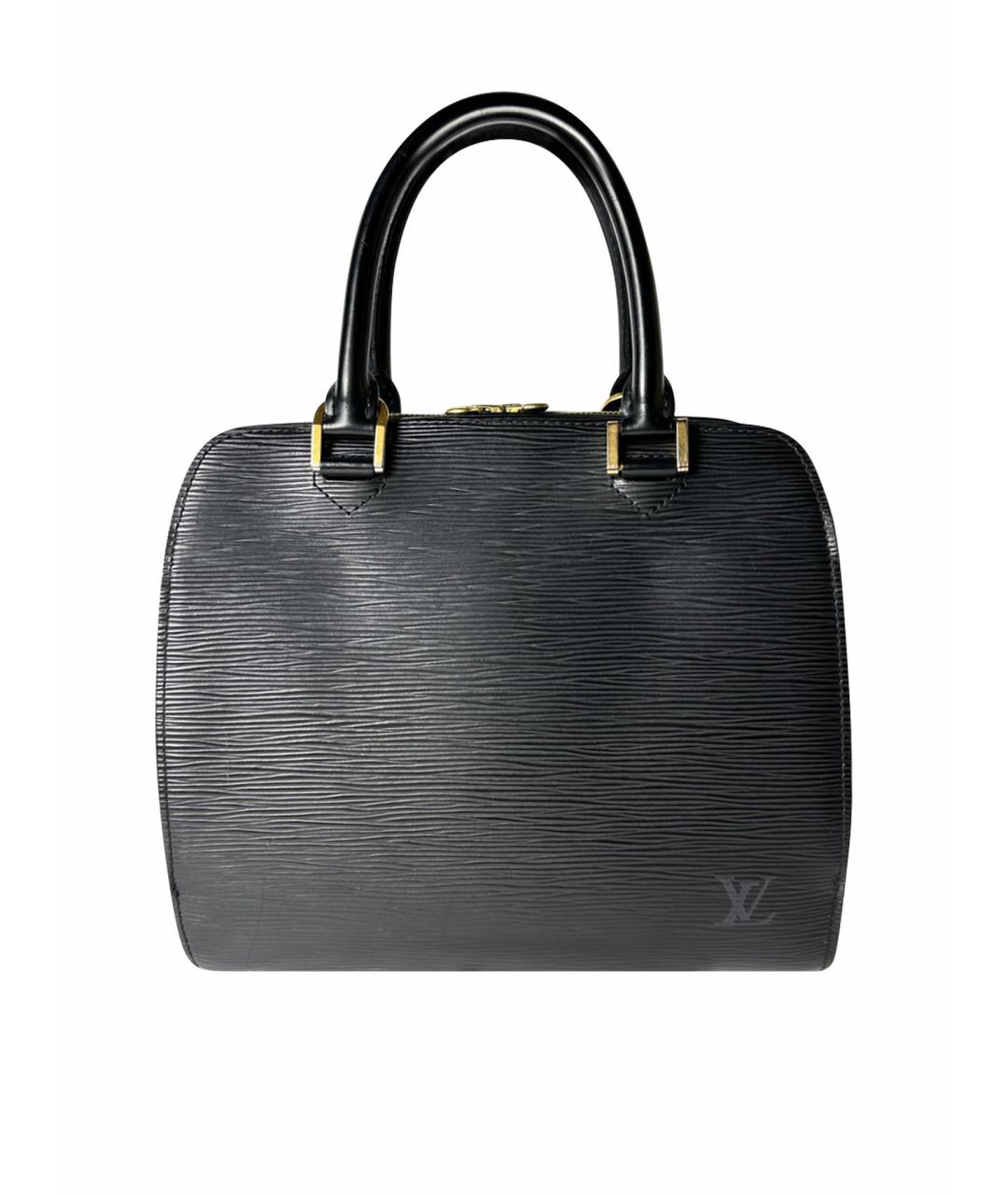 LOUIS VUITTON Черная кожаная сумка с короткими ручками, фото 1