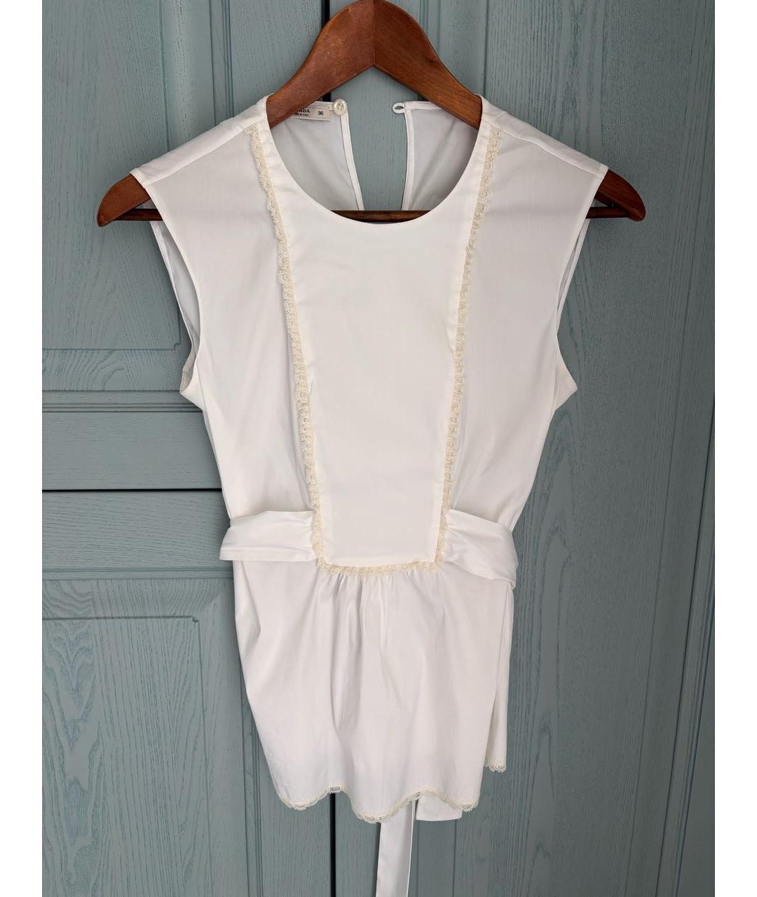 PRADA Белая хлопковая блузы, фото 5