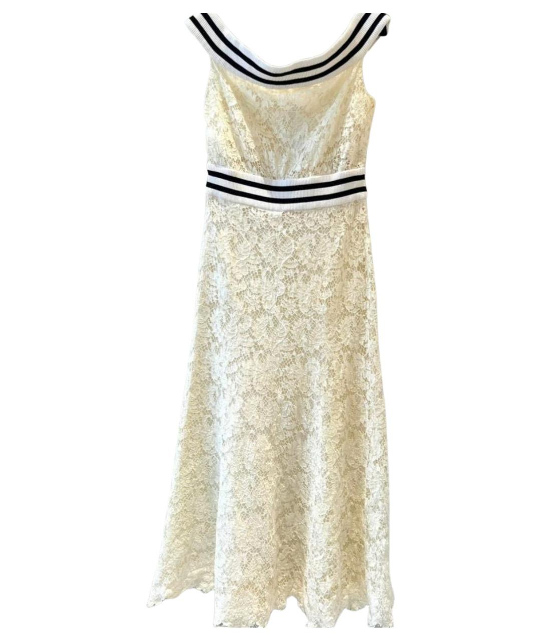 CHANEL Бежевое кружевное коктейльное платье, фото 1