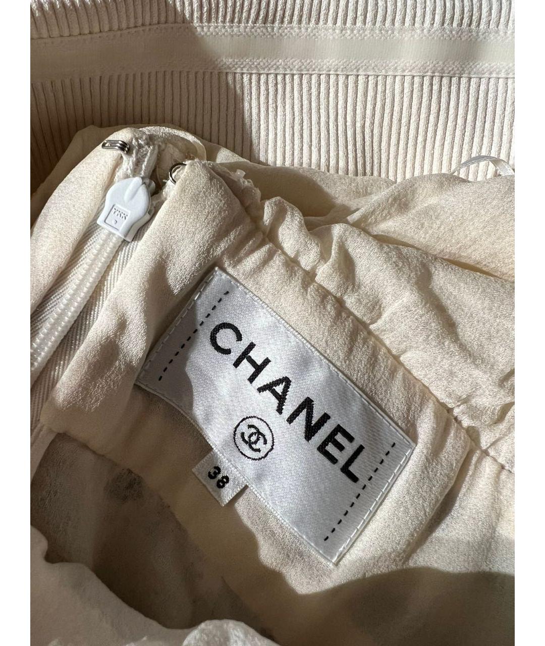 CHANEL Бежевое кружевное коктейльное платье, фото 7