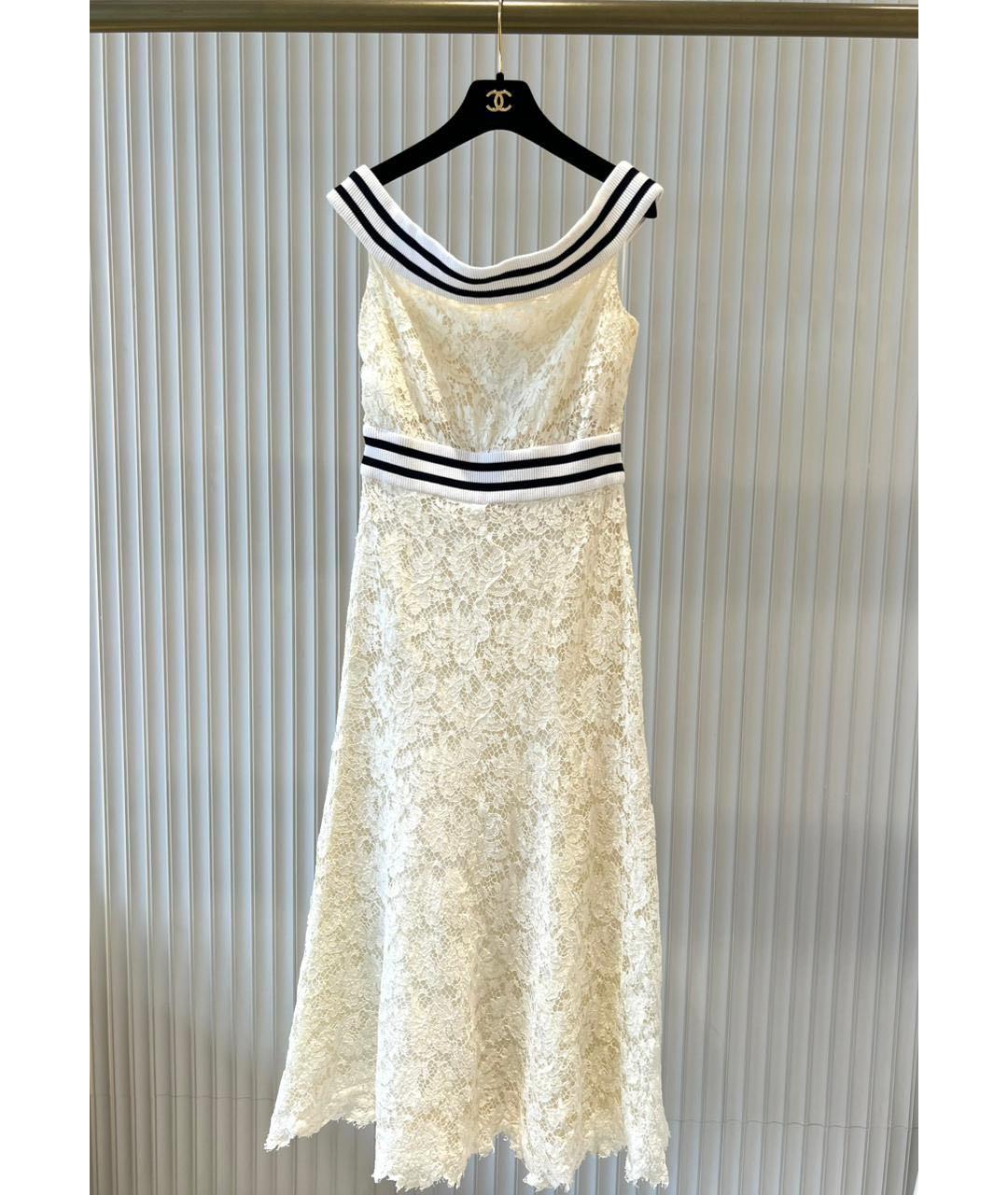 CHANEL Бежевое кружевное коктейльное платье, фото 9