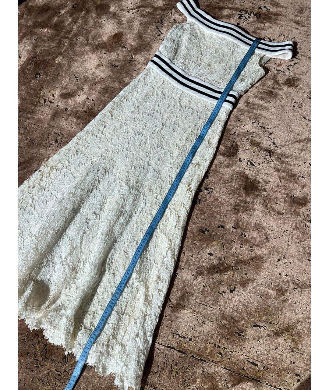 CHANEL Бежевое кружевное коктейльное платье, фото 3