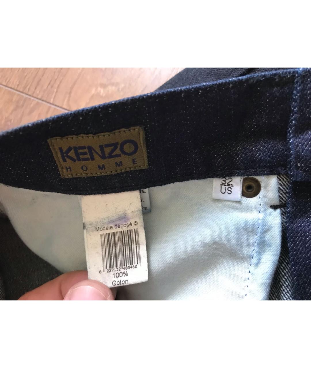 KENZO Темно-синие хлопковые прямые джинсы, фото 3