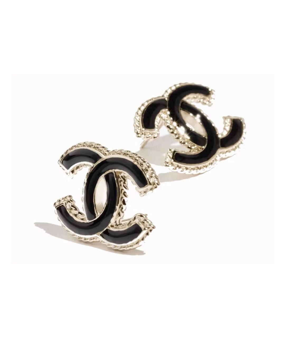 CHANEL Черные металлические серьги, фото 2