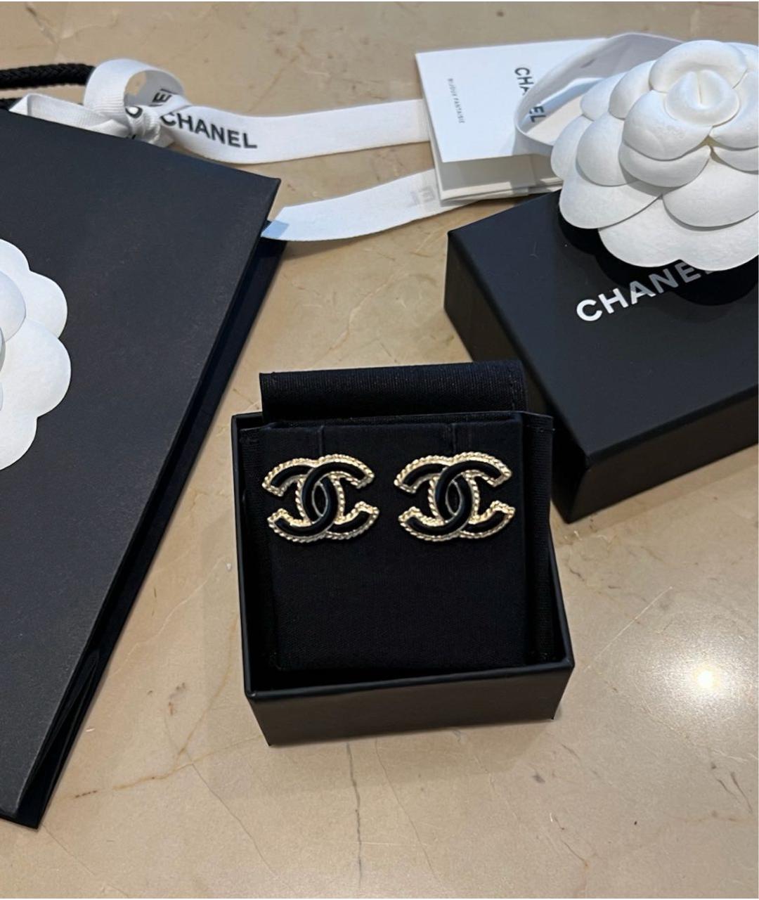 CHANEL Черные металлические серьги, фото 3