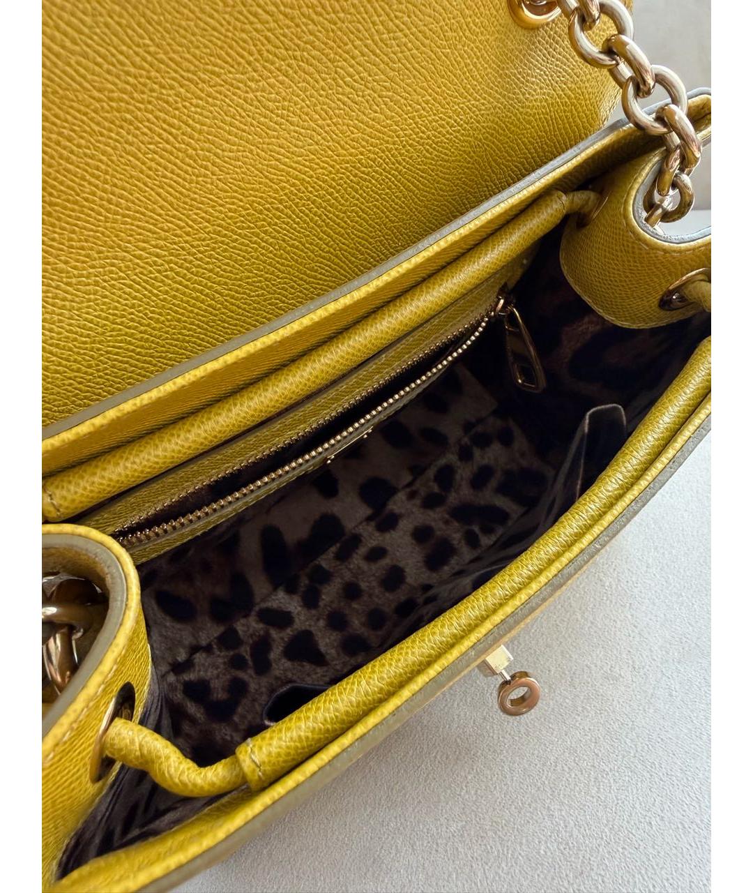 DOLCE&GABBANA Горчичная кожаная сумка через плечо, фото 4