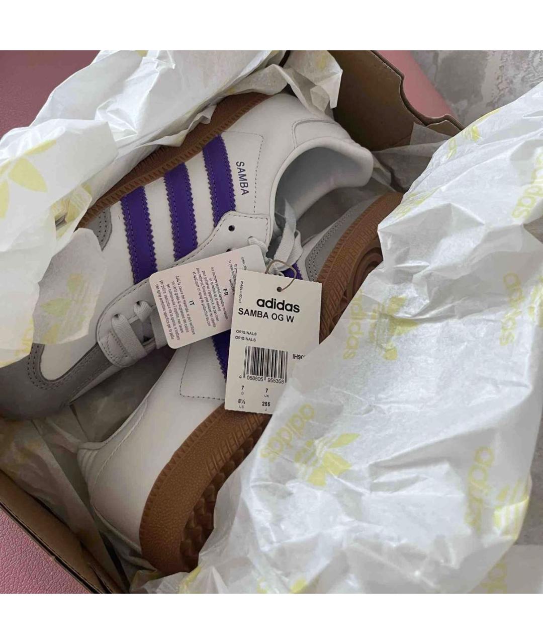ADIDAS Белые кожаные кроссовки, фото 7