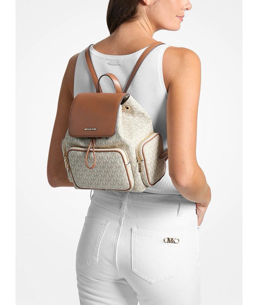 MICHAEL KORS Бежевый рюкзак из канвы, фото 8