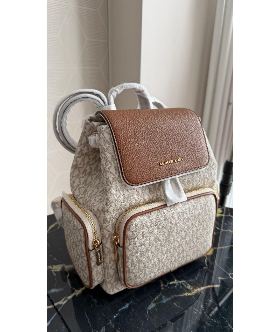 MICHAEL KORS Бежевый рюкзак из канвы, фото 4