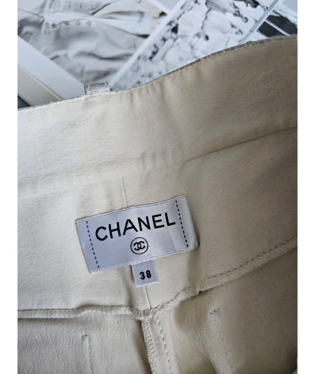 CHANEL Серебряные кожаные брюки узкие, фото 6