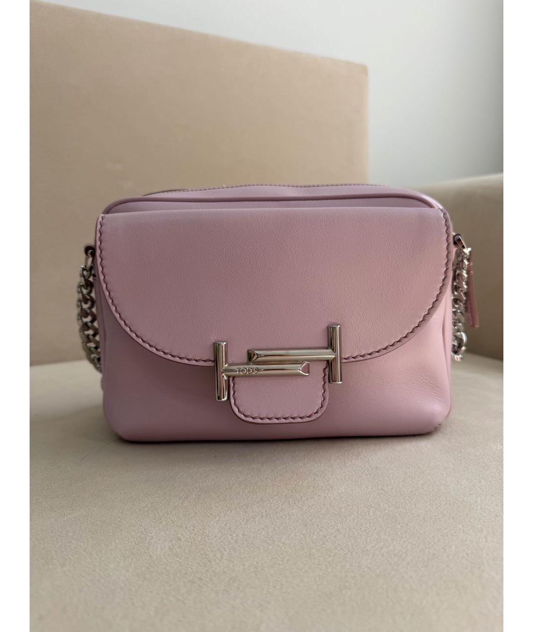 TOD'S Розовая кожаная сумка через плечо, фото 9