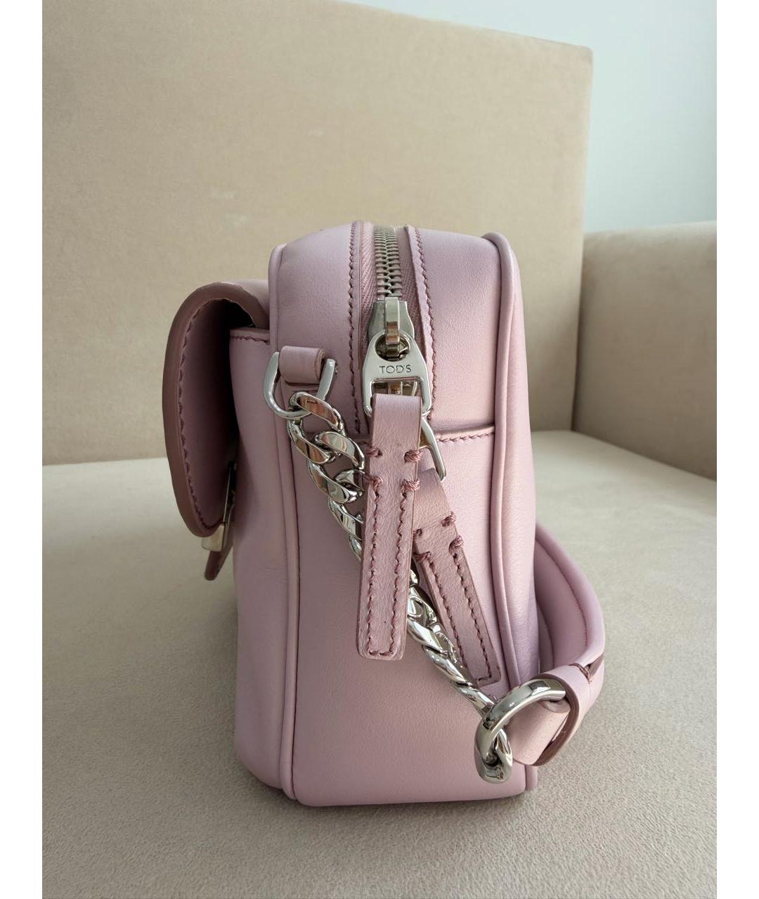 TOD'S Розовая кожаная сумка через плечо, фото 8