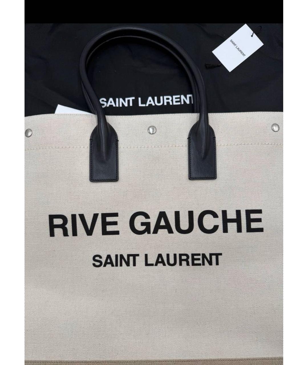 SAINT LAURENT Бежевая льняная пляжная сумка, фото 3