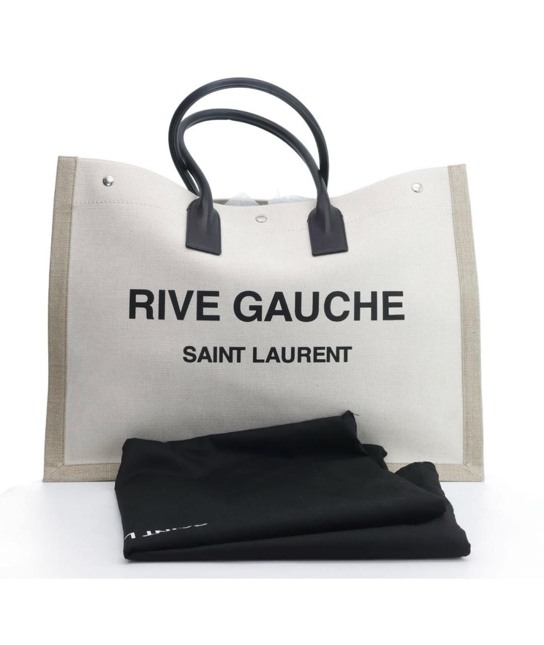 SAINT LAURENT Бежевая льняная пляжная сумка, фото 4