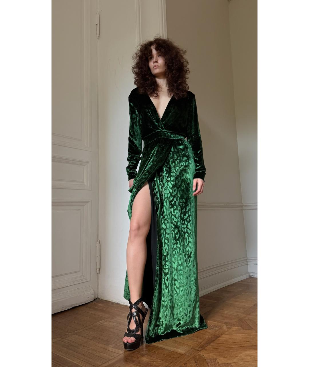 GUCCI Зеленое велюровое вечернее платье, фото 2