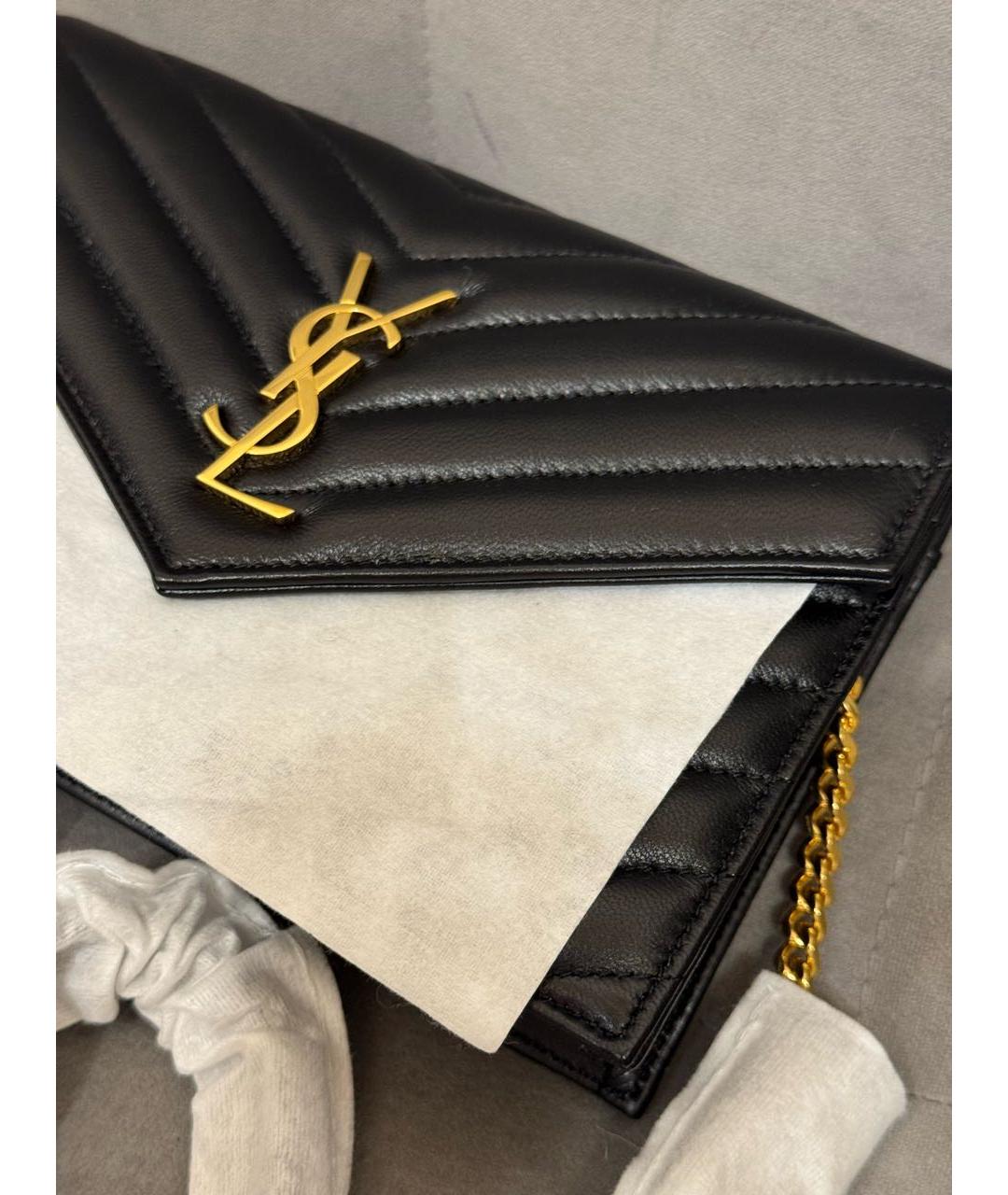 SAINT LAURENT Черная кожаная сумка через плечо, фото 3