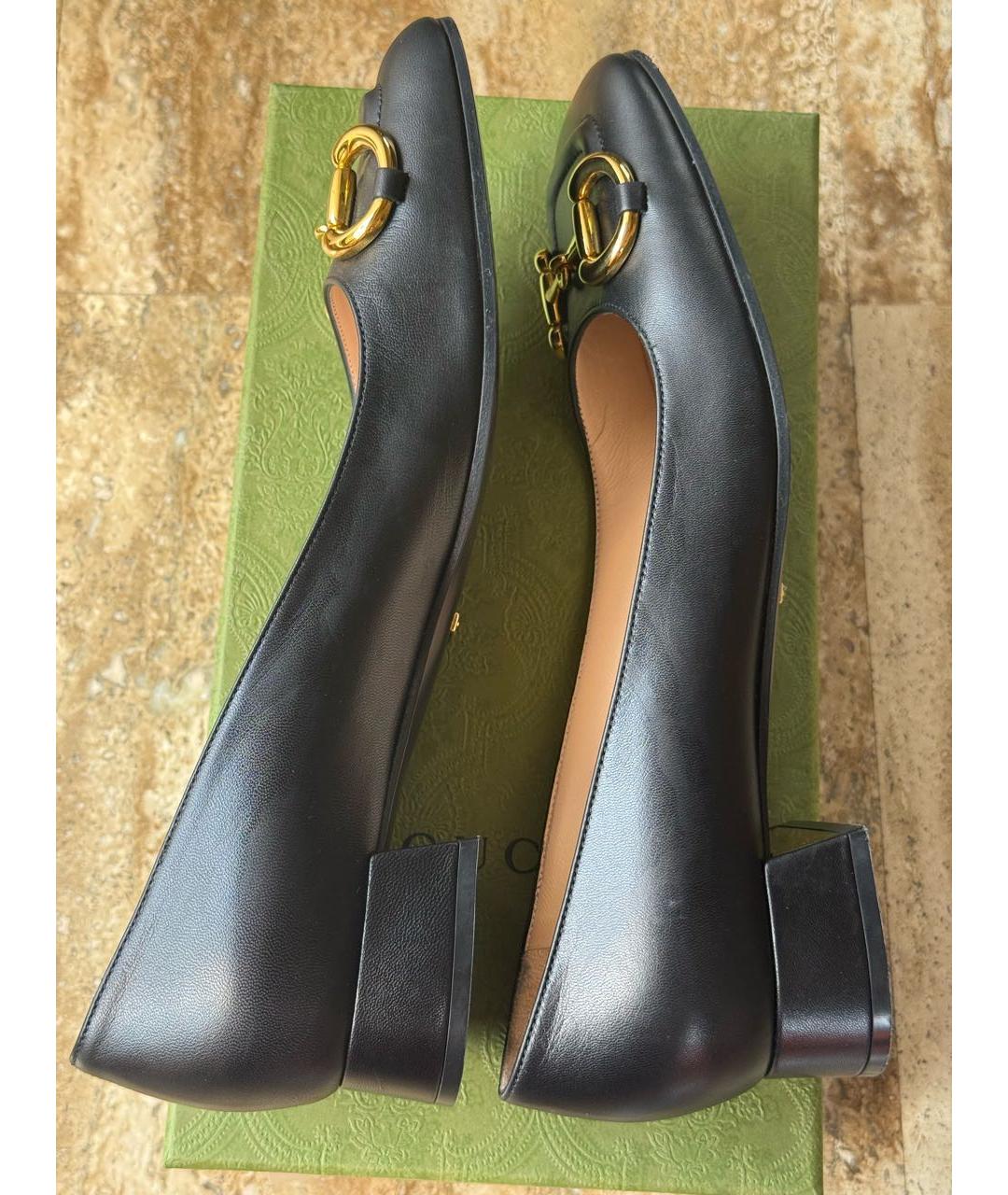 GUCCI Черные кожаные туфли, фото 6