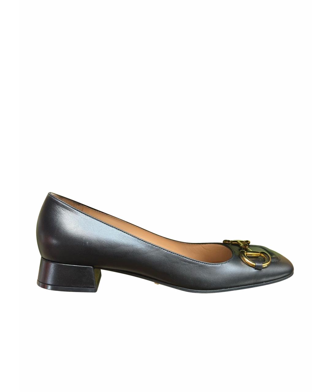GUCCI Черные кожаные туфли, фото 1