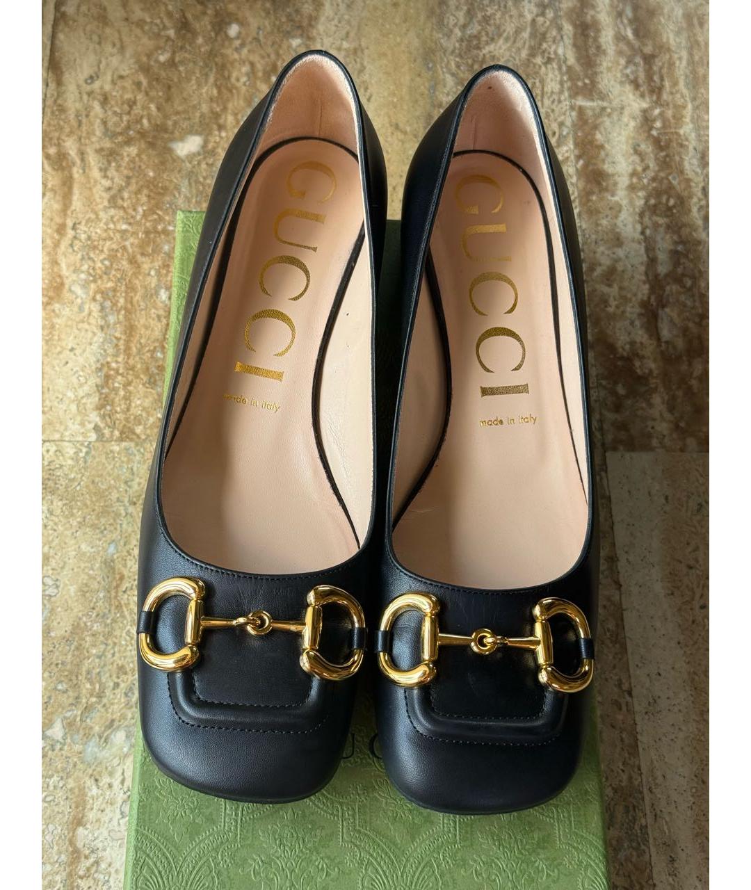 GUCCI Черные кожаные туфли, фото 2