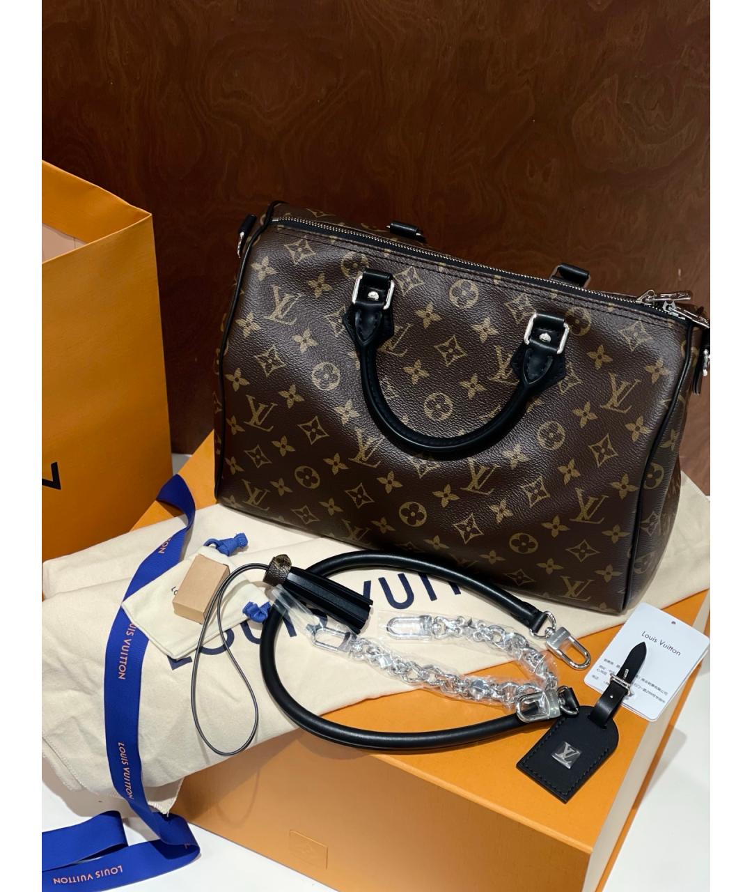 LOUIS VUITTON Коричневая сумка тоут из искусственной кожи, фото 7