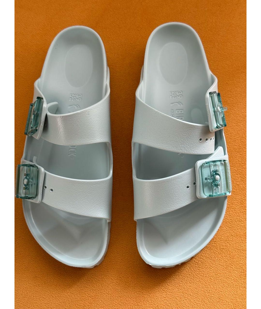 BIRKENSTOCK Бирюзовые резиновые шлепанцы, фото 2