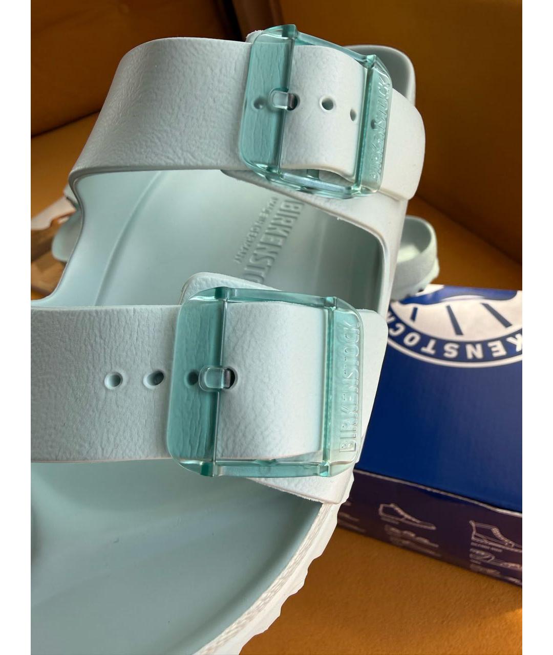 BIRKENSTOCK Бирюзовые резиновые шлепанцы, фото 5