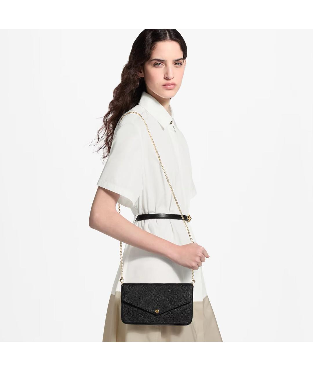 LOUIS VUITTON Черная кожаная сумка через плечо, фото 4