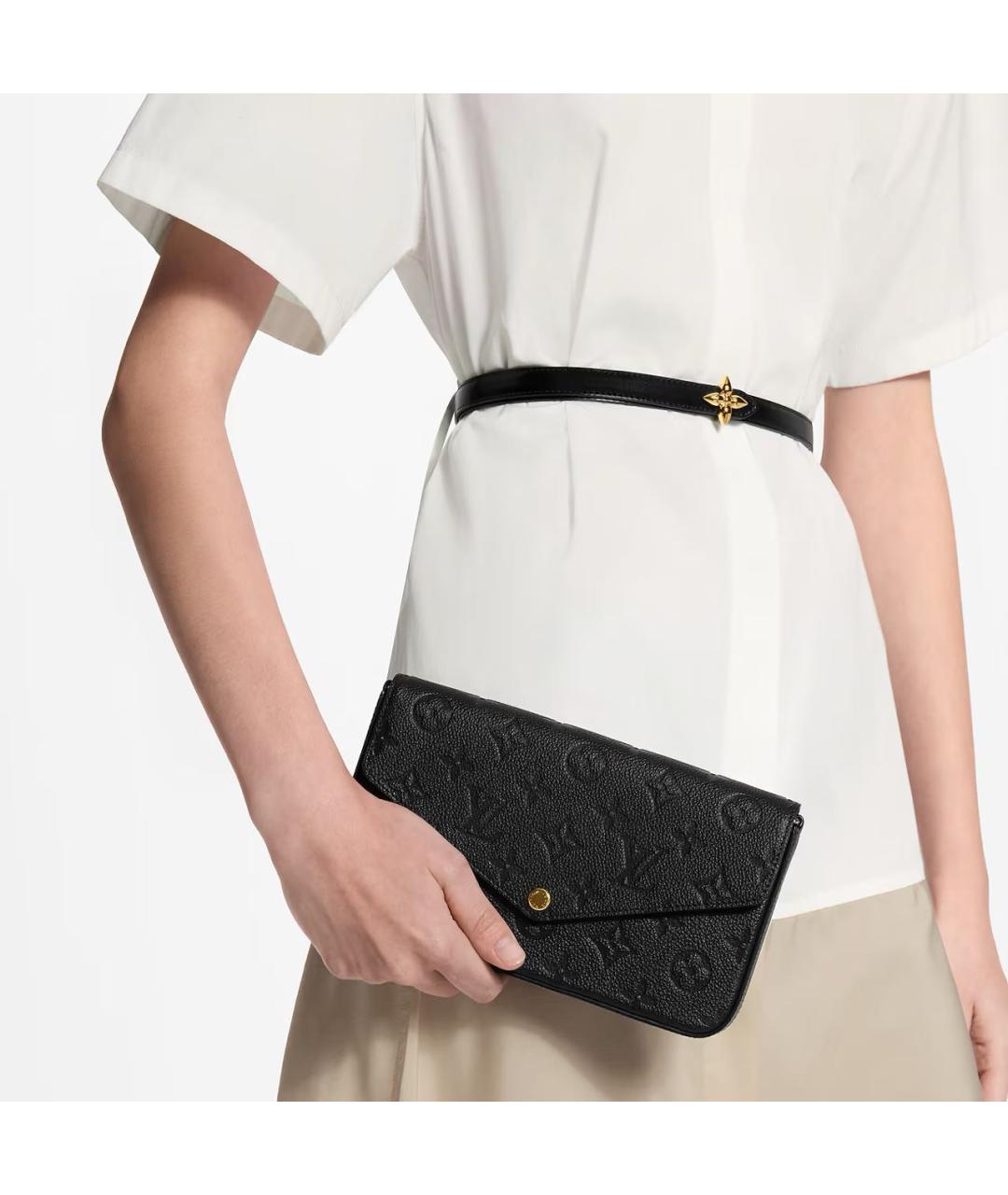 LOUIS VUITTON Черная кожаная сумка через плечо, фото 5