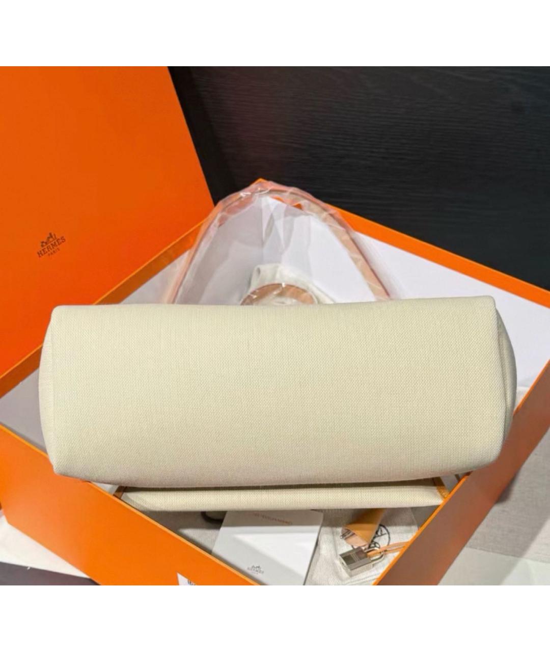 HERMES Бежевая сумка через плечо из канвы, фото 5