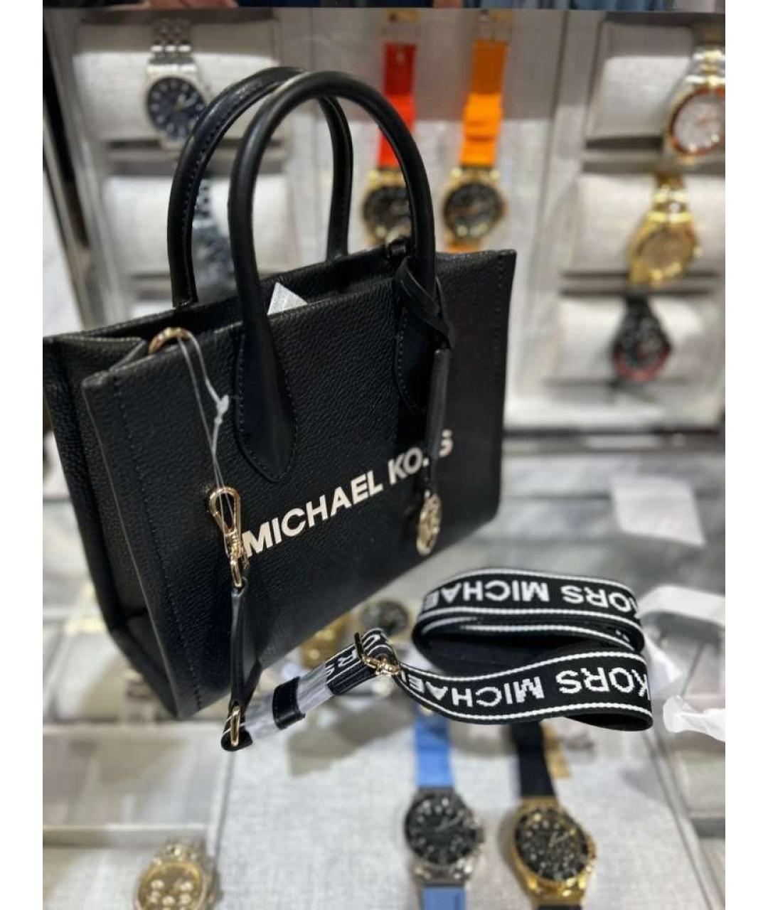MICHAEL KORS Черная кожаная сумка с короткими ручками, фото 2
