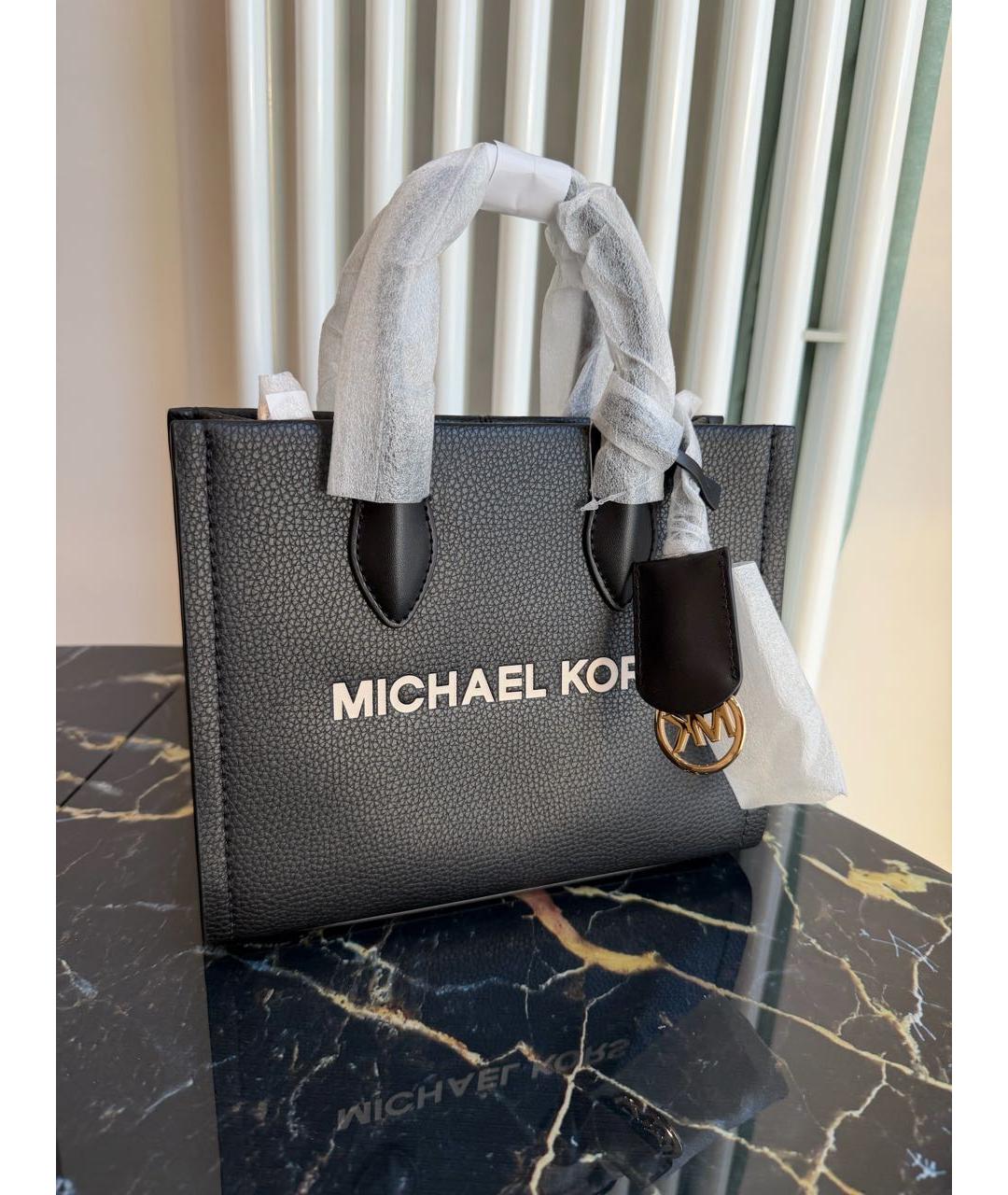 MICHAEL KORS Черная кожаная сумка с короткими ручками, фото 3