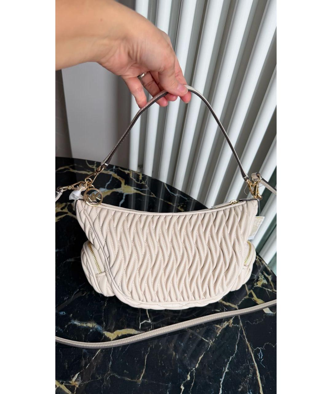 MICHAEL KORS Бежевая сумка через плечо из искусственной кожи, фото 4