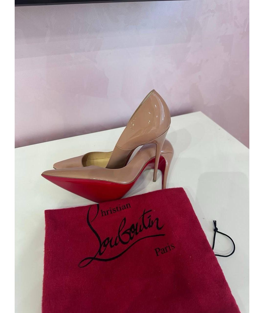 CHRISTIAN LOUBOUTIN Бежевые кожаные туфли, фото 3