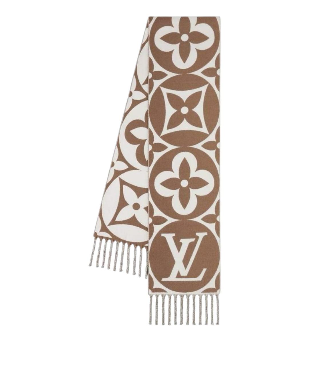 LOUIS VUITTON Коричневый шерстяной шарф, фото 1