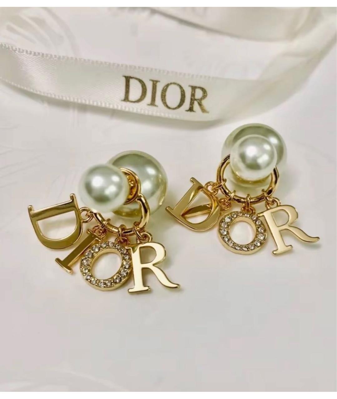 CHRISTIAN DIOR Золотые металлические серьги, фото 4