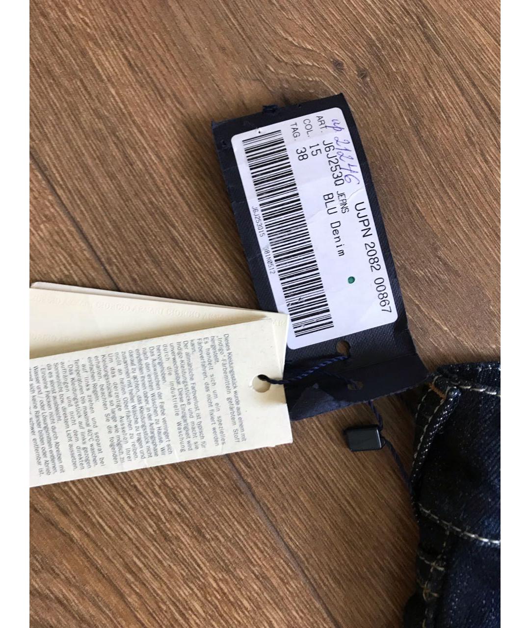 ARMANI JEANS Синие хлопковые прямые джинсы, фото 3