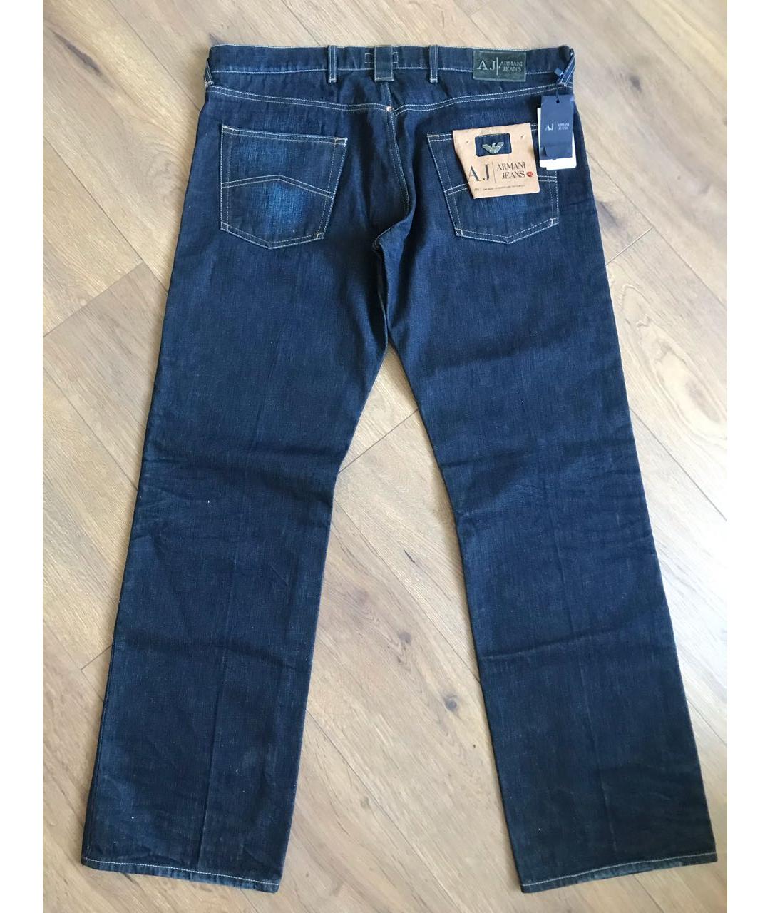 ARMANI JEANS Синие хлопковые прямые джинсы, фото 6