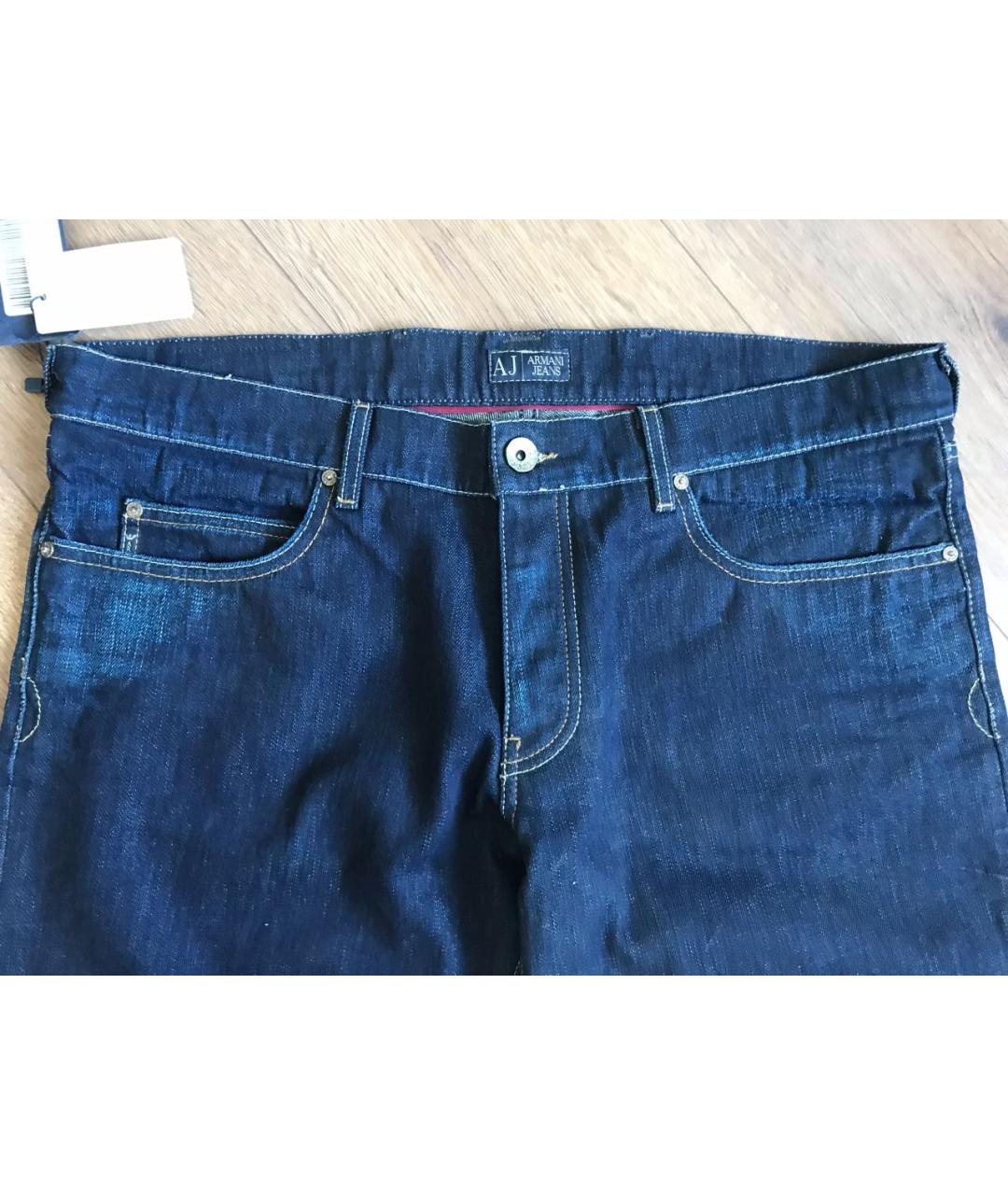 ARMANI JEANS Синие хлопковые прямые джинсы, фото 2