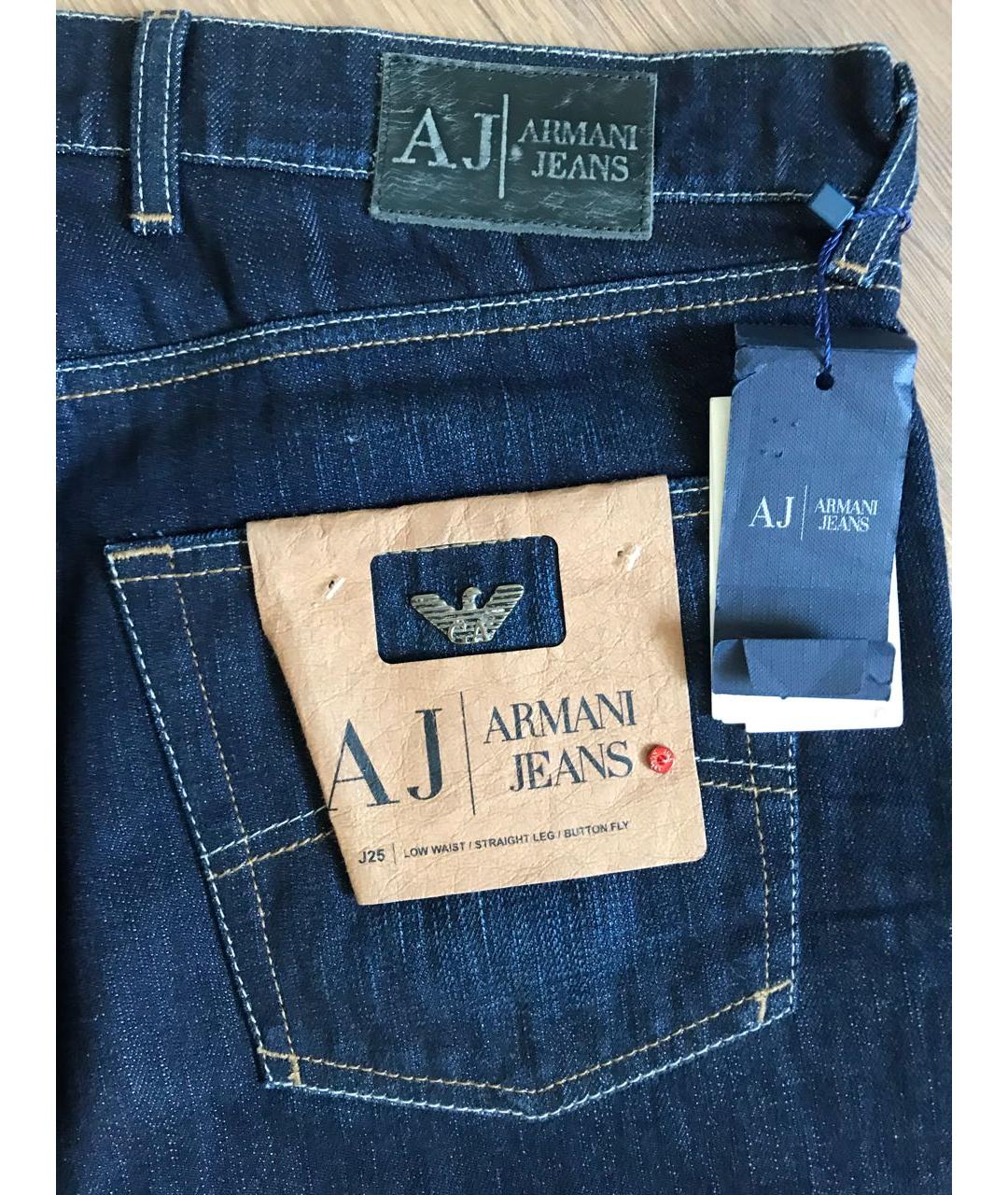 ARMANI JEANS Синие хлопковые прямые джинсы, фото 7