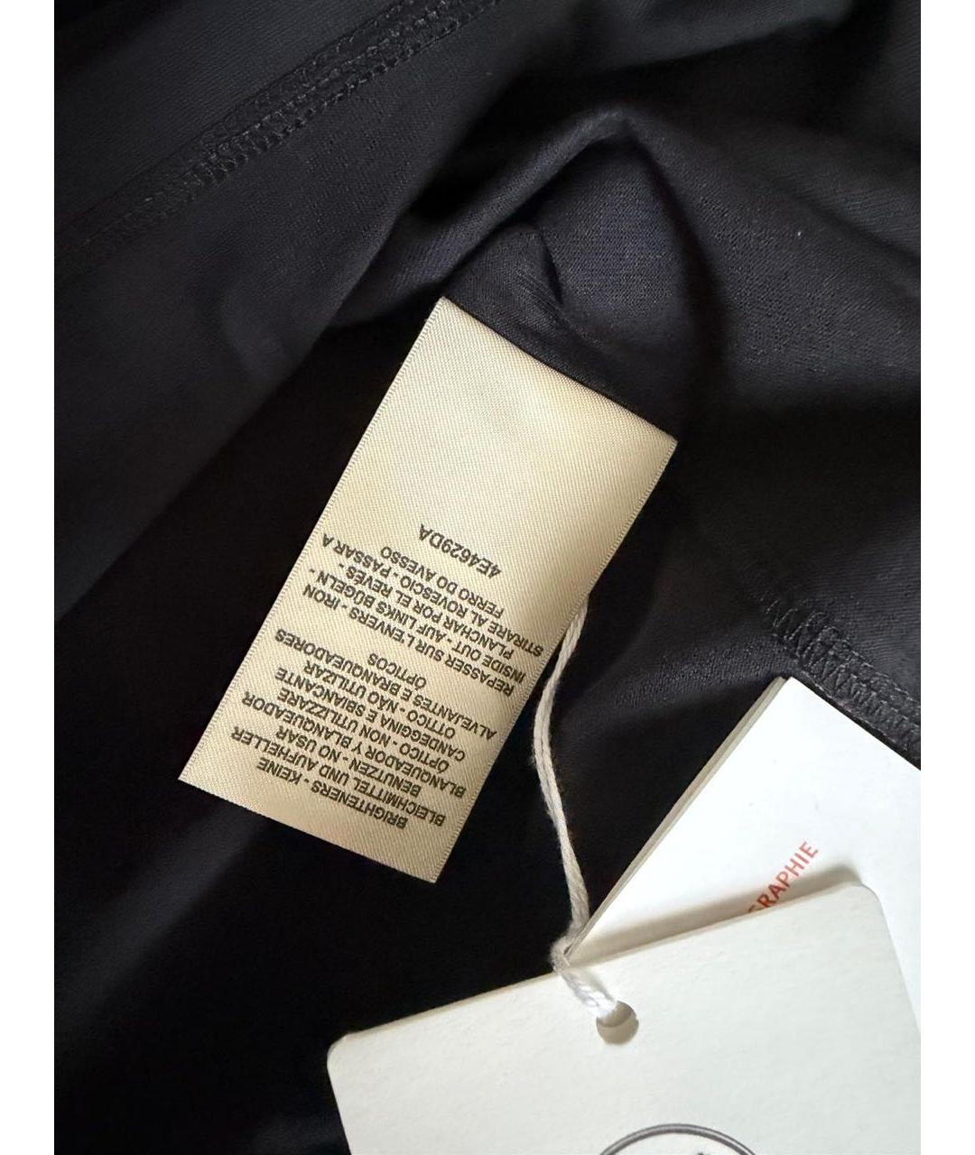 HERMES Черная хлопковая футболка, фото 5