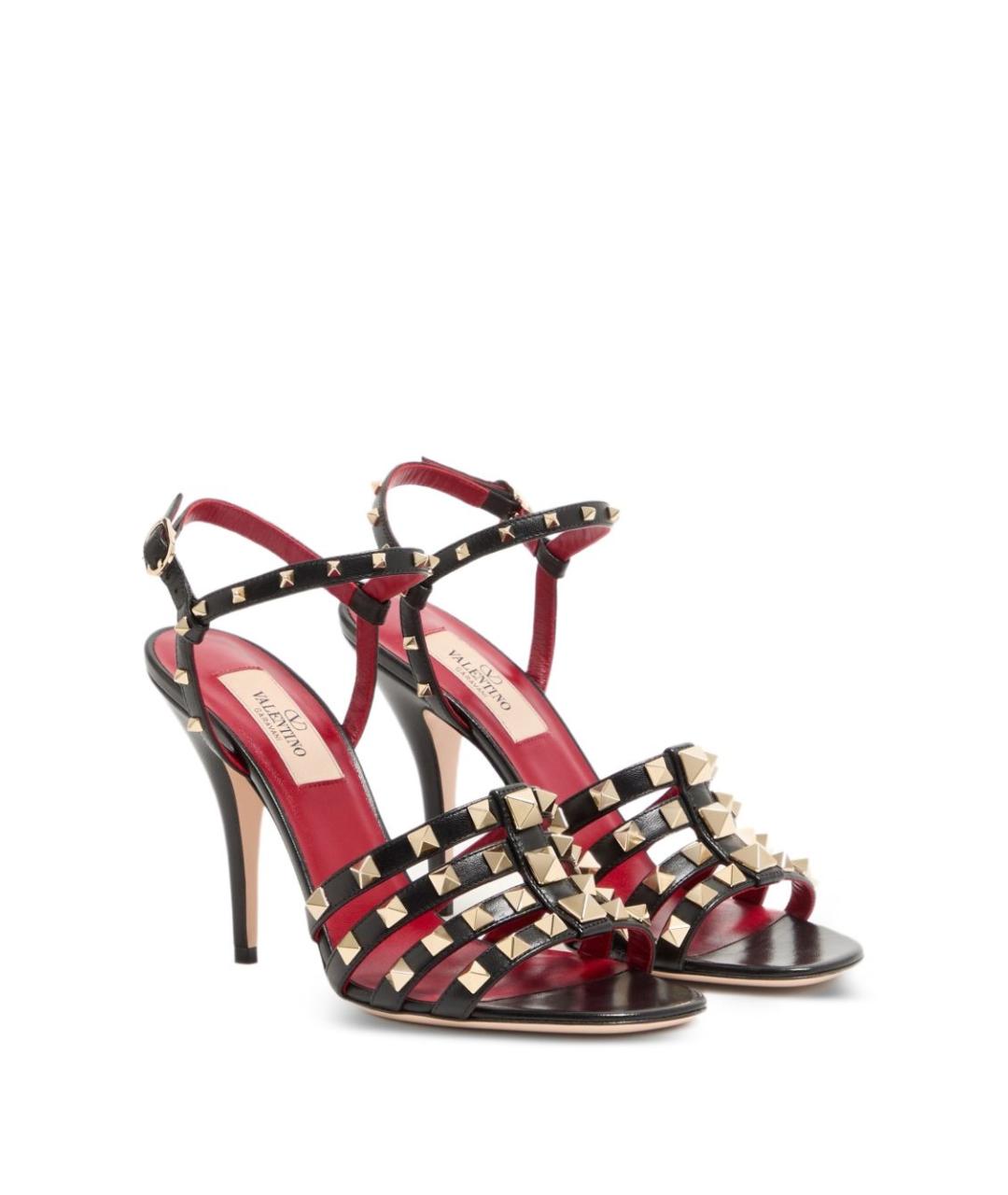 VALENTINO Черные кожаные босоножки, фото 2