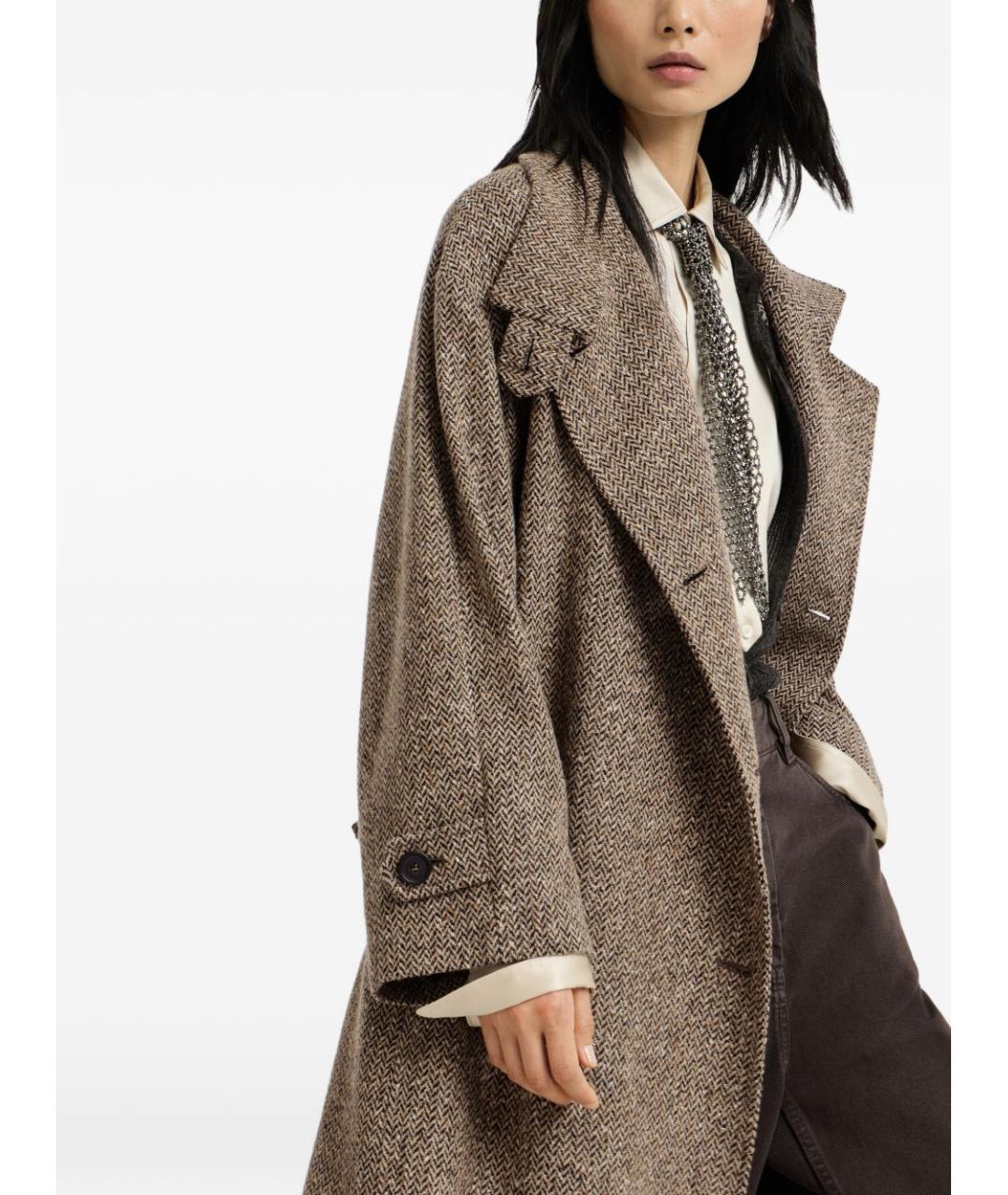 BRUNELLO CUCINELLI Коричневое шерстяное пальто, фото 6