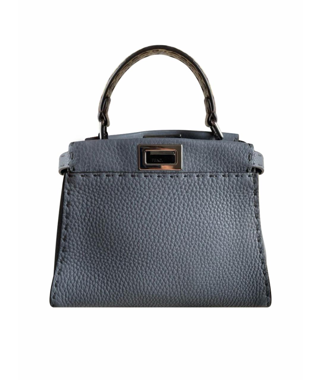 FENDI Синяя кожаная сумка тоут, фото 1