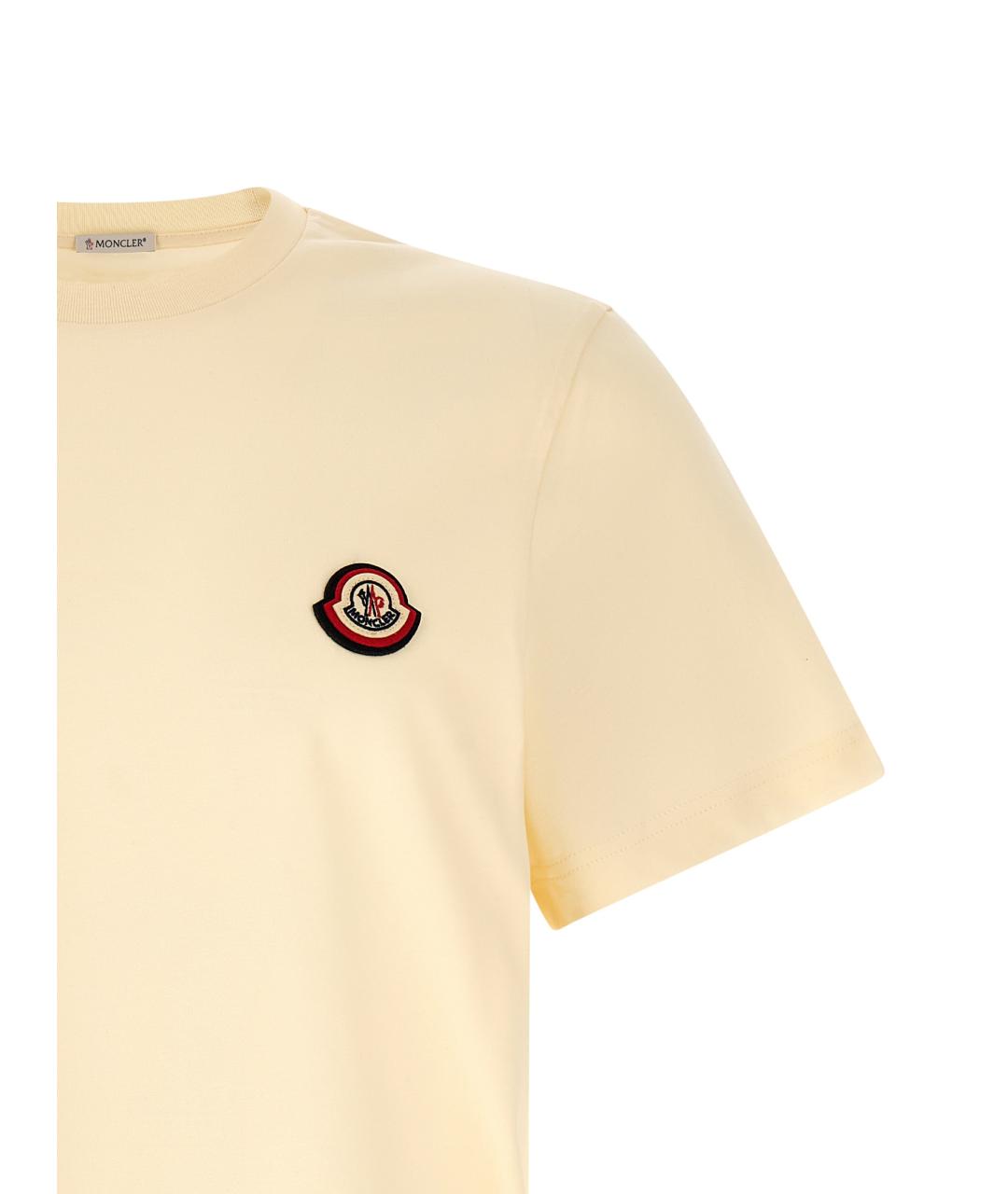 MONCLER Бежевая хлопковая футболка, фото 3