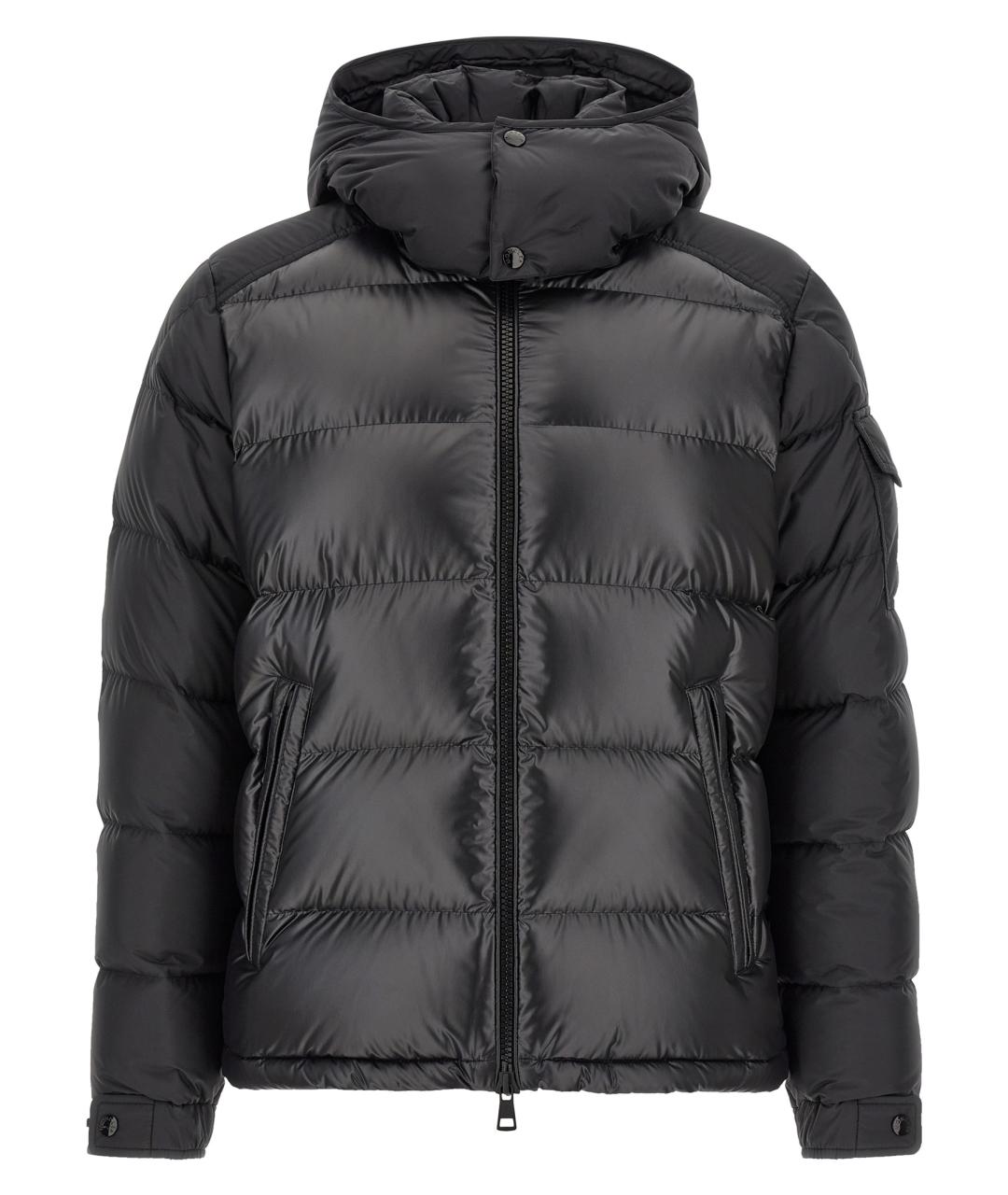 MONCLER Черный полиэстеровый пуховик, фото 1