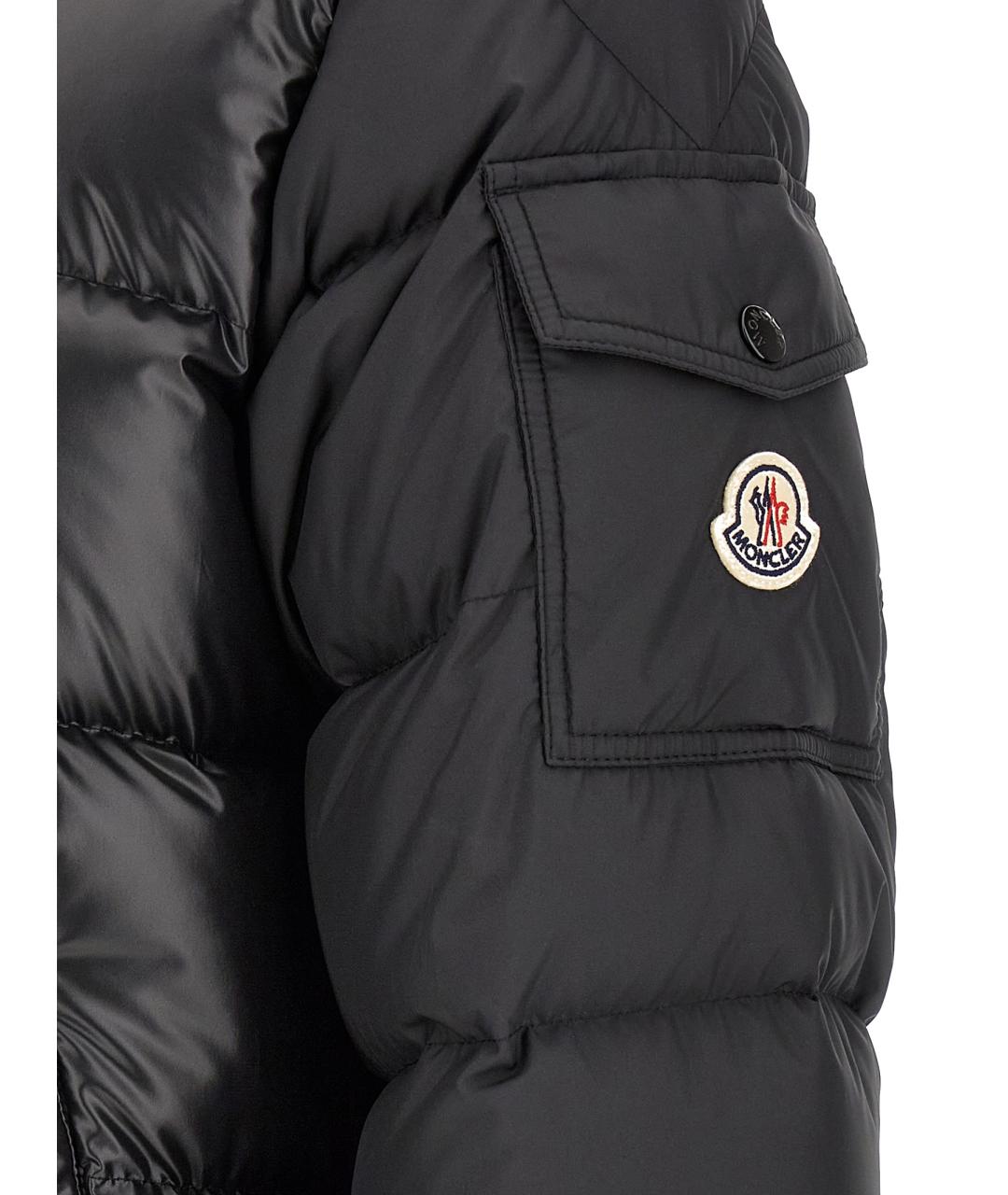 MONCLER Черный полиэстеровый пуховик, фото 6