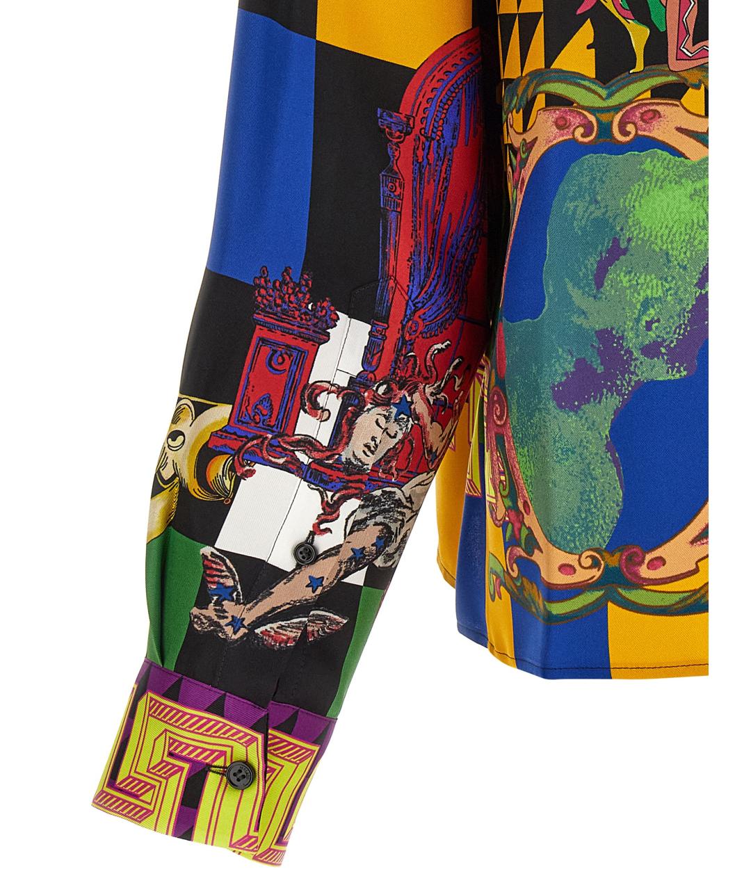 VERSACE Мульти шелковая кэжуал рубашка, фото 4